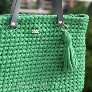 torebka cord handmade, koszyk na ramie modne torebki, zielony koszyk