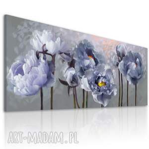 obraz do salonu drukowany na płótnie z kwiatami, kwiaty piwonie 147x60cm 03110