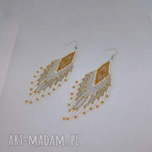 robotkialutki ślubne, weselne kolczyki indiańskie z koralików