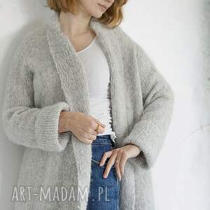 Kardigan Haske w perłowych szarościach, swobodny, wiosenny