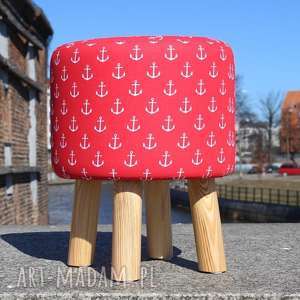 pufa czerwone kotwice - 36 cm, stołek siedzisko, taboret