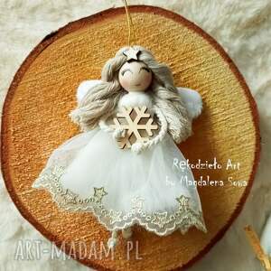 aniołek ze śnieżynką anioł - Dekoracje świąteczne