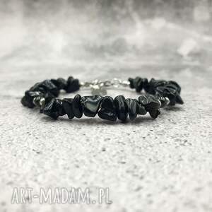 Bransoletka w czerni - i obsydian, hematyt