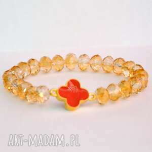 handmade bracelet by sis: pomarańczowe kryształy z czerwoną