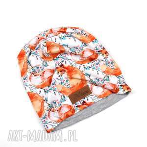 czapka beanie lis lisy ciepła dzianinowa unisex, prezent