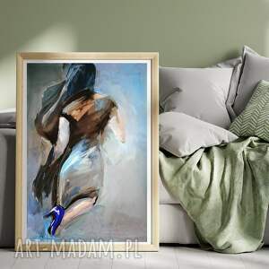 szpilki - 50x70, grafika kobieta obrazy plakat mężczyzna