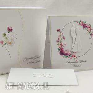 handmade scrapbooking kartki kartka na ślub z pudełkiem i kopertą, wzór