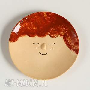 ceramiczny talerzyk na biżuterię twarz rudzielec, prezent dla przyjaciółki