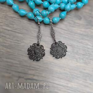 kolczyki rozetki czarne floral, unikatowa bizuteria, kolorowa bizuteria unikat