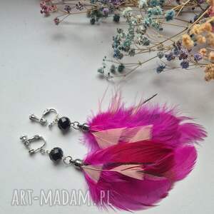 Klipsy lekkie różowo amarantowe rękodzieło kli, fo, dam, et