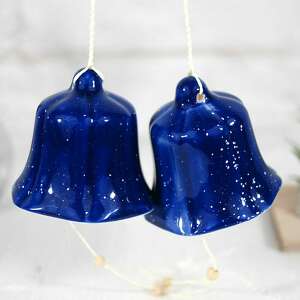 handmade pomysł na upominek duży ceramiczny dzwonek choinkowy - niebo