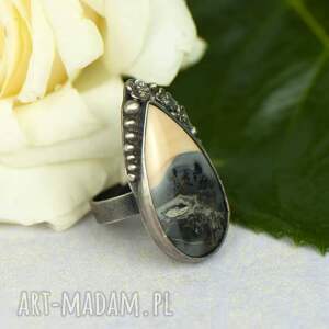 artseko srebrny pierścionek z dwukolorowym jaspisem a974 kolekcja sahara