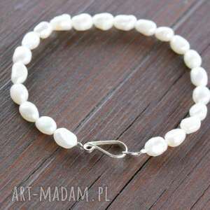 handmade bransoletka perły naturalne w srebrze