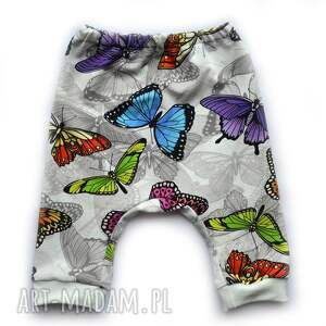 handmade motyle spodnie dziecięce z motylkami, rozmiary 56-80