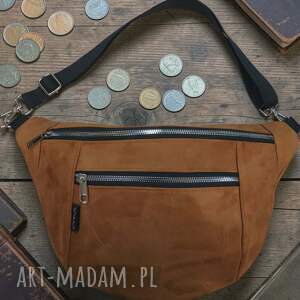 Prezent DUŻA NERKA TKANINA ZAMSZOWA RUDA, saszetka