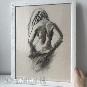 Obraz kobiety węglem 34 x 44 cm - grafika do salonu