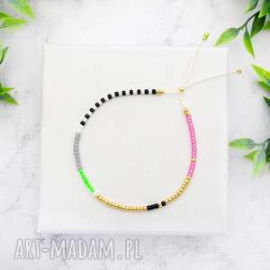 handmade bransoletka minimal dots - pink and green