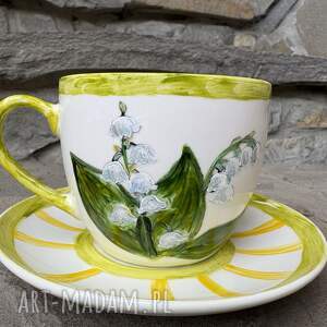 Wiosenna, porcelanowa filiżanka ręcznie malowana