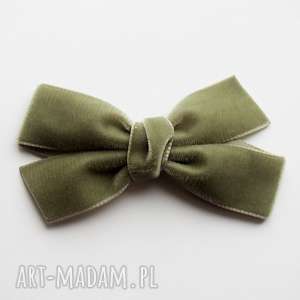 spinka do włosów kokarda velvet bow sage green ozdoba, aksamitna