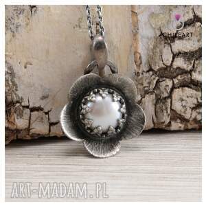 perła w srebrze - wisior z łańcuszkiem 1639a