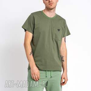 t-shirt męski gładki z kieszonka william zielony, koszulka męska
