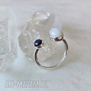 Srebrny z kamieniem księżycowym, regulowany pierścionek