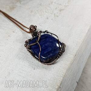 wisiorki naszyjnik z sodalitem m270 wire wrapping, rękodzieło