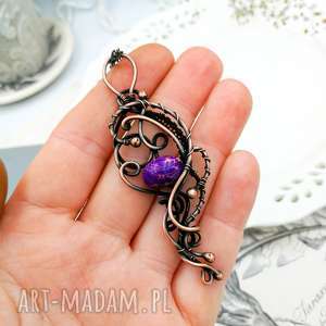 purple elegance - naszyjnik z jaspisem cesarskim, wire wrapping mamy
