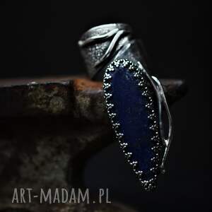 pierścień z lapis lazuli, srebrny pierścionek, regulowana obrączka srebro