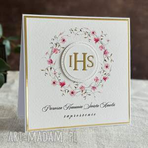 zaproszenia komunijne ręcznie robione, wzór 58e, pierwsza komunia