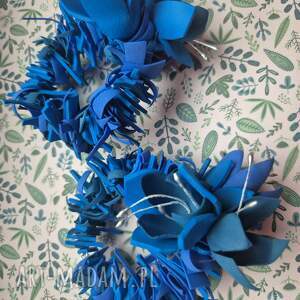 klipsy granatowe kwiaty duże leciutkie cudne box x1 boho, slib, etno, folk