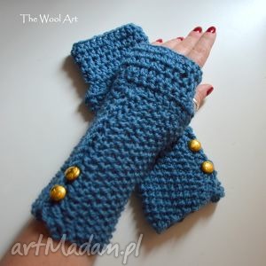 handmade rękawiczki mitenki w kolorze jeans