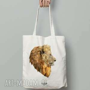 torba bawełniana z lwem, torba, worek, reklamówka, lew, lion, lowpoly