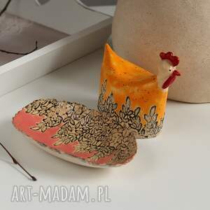 Wielkanocna ceramika kurka i miseczka komplet