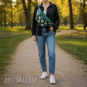 XXL Butelkowa Zieleń Stokrotki NS05xxl 004, nerka damska