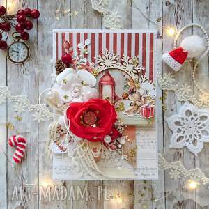 scrapbooking kartki kartka świąteczna w czerwieni święta, boże