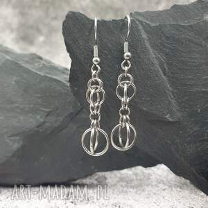 kolczyki chainmaille - małe globusy, stal szlachetna