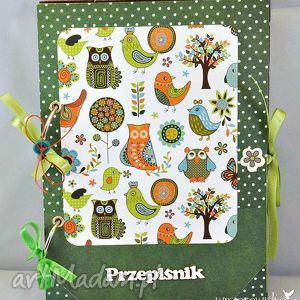 przepiśnik z sowami, scrapbooking las, sówki, kulinaria