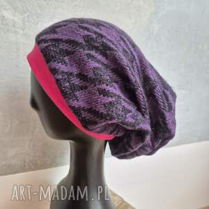 czapka fioletiwa na podszewce rozmiar uniwersalny,smerfetka,damska,box l1, tur