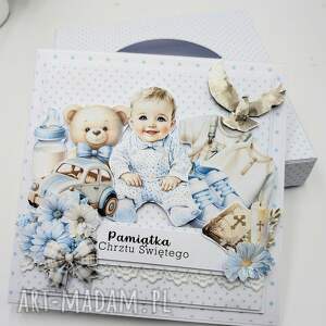 kartka w pudełku na chrzest święty - pamiątka 14x14 cm scrapbooking, rękodzieło