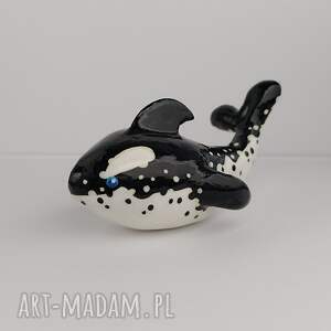 figurka orka ręcznie malowana mała dekoracyjna, zwierzę miniaturka morze