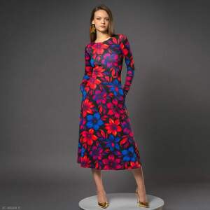 Sukienka basic - sara flower power, efektowna, oryginalna