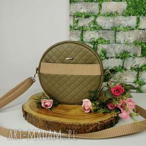 handmade na ramię zielona okrągła torebka damska listonoszka okrąglak round bag ekoskóra