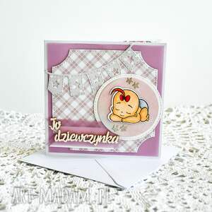 handmade scrapbooking kartki kartka z okazji narodzin - to dziewczynka