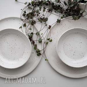 zestaw ceramiczny nakrapiany - talerz miseczka dla 2 osób miska plate bowl