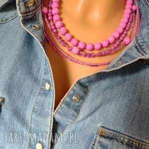 Naszyjnik Różowe Kulki Korale Kaskadowe 25.165