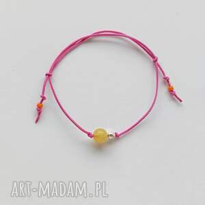 Okrąg bransoletka z bursztynem i koralikami - handmade dla kobiet