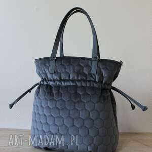 shopper bag sack - szare plastry miodu elegancka, nowoczesna, pakowna, hobo