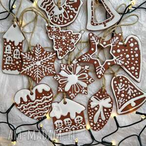 handmade prezenty świąteczne zestaw z 12 sztuk ceramicznych ozdób choinkowych/