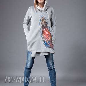 bluza malowana ręcznie navahoclothing, dzianina, płaszcz, długi